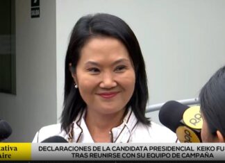 Keiko Fujimori asegura que «la diferencia de votos ha crecido», llama a la calma y espera resultados oficiales