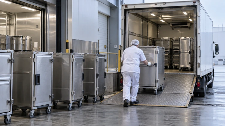 Transporte de alimentos en equipos de mantenimiento de temperatura desde planta externa