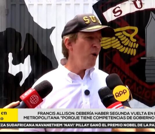 Francis Allison pide segunda vuelta en Lima Metropolitana y sostiene que la Municipalidad de Lima tiene «competencias de gobierno regional»